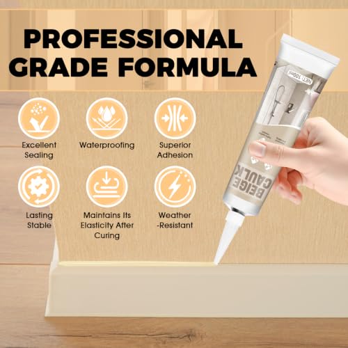 JAOJAO Beige Caulk, Waterproof & Weatherproof, Easy to Squeeze Tube, 100ml - color: Beige, size: 100ML