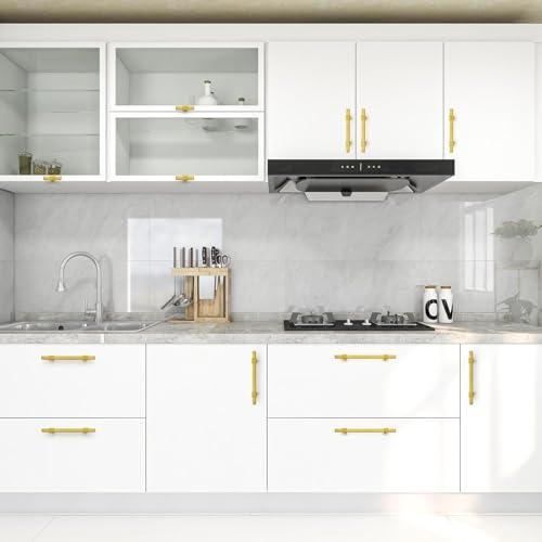15 Pack Gold Cabinet Handles, 3-3/4" Hole Center Kitchen Drawer Pulls - color: Gold, size: 3-3/4 Inch Hole Center