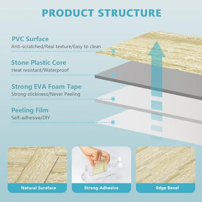 Vamos Tile 100 Pieces Peel and Stick Backsplash Tile, 3" x 6" Subway Tile - color: Beige mix off White Travertine