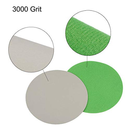 uxcell 5 Inch Wet Dry Disc 3000 Grit Hook and Loop Sanding Disc Silicon Carbide 10pcs - size: 5''