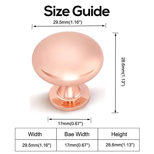 12 Pack Polished Rose Gold Cabinet Knob Solid Kitchen Drawer Hardware,Copper Drawer Dresser Knob Euro Style Round Furniture Hardware,Diameter:1-1/5 " - color: Rose Gold