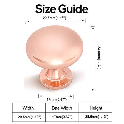 12 Pack Polished Rose Gold Cabinet Knob Solid Kitchen Drawer Hardware,Copper Drawer Dresser Knob Euro Style Round Furniture Hardware,Diameter:1-1/5 " - color: Rose Gold
