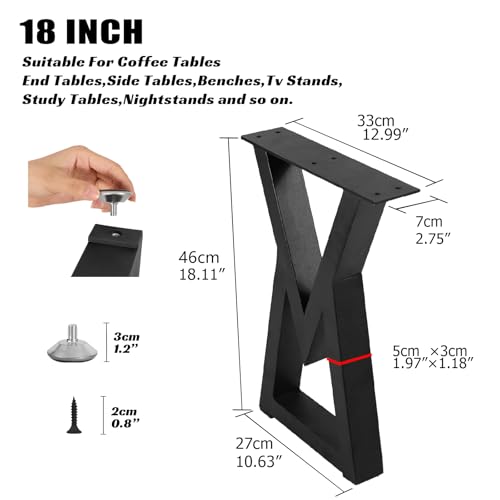 18 '' Metal Table Legs Bench Legs for DIY Furniture, Coffee Side & End Table, Nightstand, Modern Desks, Heavy Duty Black Chair Feets (H18 x W13, V Shape) - size: 18 '' V Shape
