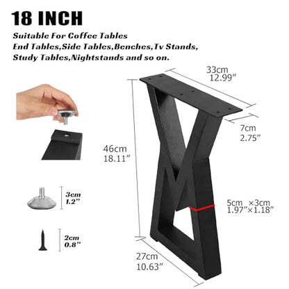 18 '' Metal Table Legs Bench Legs for DIY Furniture, Coffee Side & End Table, Nightstand, Modern Desks, Heavy Duty Black Chair Feets (H18 x W13, V Shape) - size: 18 '' V Shape
