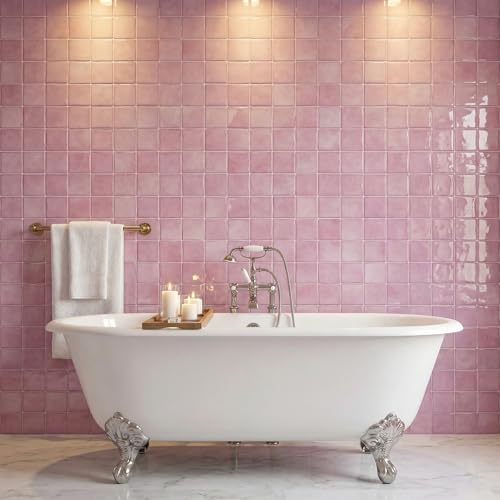 24 Sheets Blush Pink 6"x6" Peel and Stick Subway Tile Backsplash - color: Blush Pink, size: 24 Pcs 6" x 6" x 0.05"
