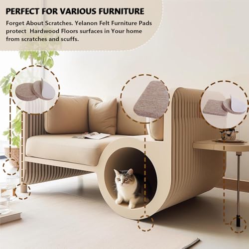 Felt Furniture Pads for Hardwood Floors Felt Pads for Chair Legs Yelanon - size: 24 pcs Brown Round
