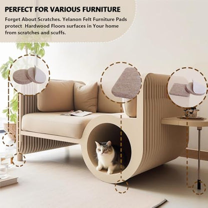 Felt Furniture Pads for Hardwood Floors Felt Pads for Chair Legs Yelanon - size: 24 pcs Brown Round