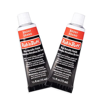 AMACO Rub n Buff Wax Metallic Finish - 2 Rub n Buff Ebony 15ml Tubes - Versatile Gilding Wax for Finishing Furniture Antiquing and Restoration - Rub and Buff Colors Set of Two
