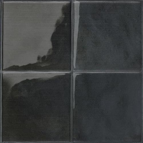 Smart Tiles Peel and stick backsplash, Zellige Charcoal Black, 9"x9" - color: Charcoal Black