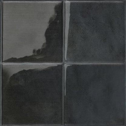 Smart Tiles Peel and stick backsplash, Zellige Charcoal Black, 9"x9" - color: Charcoal Black