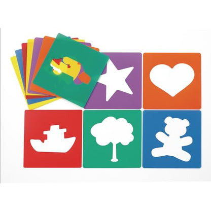 Colorations Familiar Shapes Stencils, 8", Set of 12 - style: Assorted 12PK