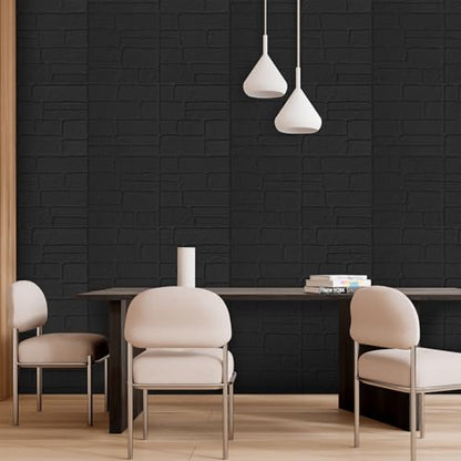 YU LI 3DH 3D Wall Panels Peel and Stick Faux Stone Wall Panel Black 20-Pack Faux Brick Self-Adhesive Wallpaper 3D Foam Brick Wallpaper - color: All black, size: 20PCS