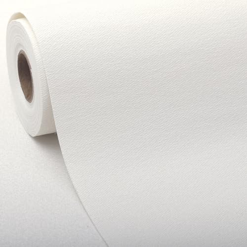 SHUFA White Cotton-Like Textured Grasscloth Wallpaper Matte Thick Real Woven Fabric Peel and Stick Contact Paper Removable Self Adhesive Washable (16.5"x78.7") A8s - color: White, size: 16.5"x78.7"