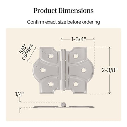 Polished Nickel Butterfly Hinges with Removable Pin - Pack of 2 - Surface Mount Cabinet Door Hinges - UA-261-HPN (1) - color: Nickel