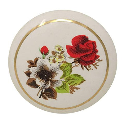 6Pcs 1-1/2 inch Hand Painted Ceramic Knobs Kitchen Cabinet Retro Vintage Door Drawer Handles Pulls for Dresser Cupboard Wardrobe (Red Rose)