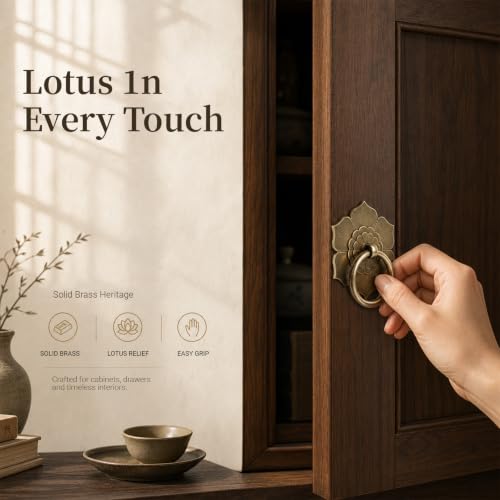 Bitray Drop Ring Knobs Antique Bronze Tone Ring Pulls Flower Shape Pulls - color: Antique Bronze