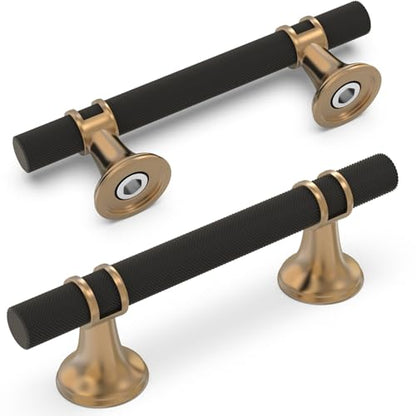 10 Pack 3 Inch Cabinet Pulls knurled Matte Black and Champagne Bronze Kitchen Cabinet Handles Aluminum and Zinc Alloy Drawer Pulls Solid Cabinet Hardware - color: Black and Champagne Knurled, size: 3'' Hole Center(76mm)