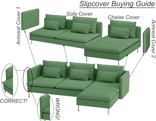 Heavy Velvet SODERHAMN Sofa Cover Compatible with IKEA Section Slipcover - color: Velvet Light Green, size: Sofa Section