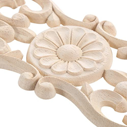 4Pcs Wood Carved Appliques Furniture Wooden Carving Onlays Long Decals - size: 4-Pack