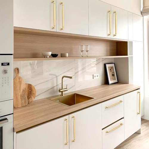 10 Pack Brushed Gold Cabinet Pulls 7.5 Inch(192mm) Kitchen Cabinet Handles Cabinet Hardware for Drawer Pulls - color: Brushed Gold, size: 7.5" Hole Center