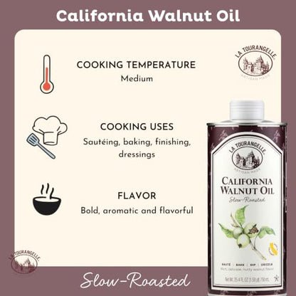 La Tourangelle Roasted Walnut Oil, for Cooking, Baking & Beauty, 25.4 fl oz - size: 25.4 Fl Oz