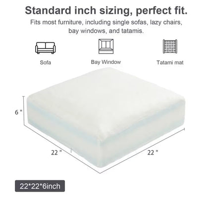 6" Couch Cushion Insert, 4-Layer Memory Foam Sofa Replacement Pad - color: White, size: 22" x 22" x 6"