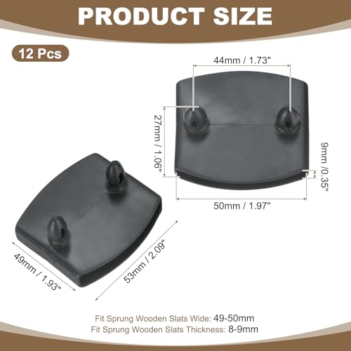 uxcell 12Pcs 50mmx9mm Plastic Bed Slat Center Caps Bed Slat Cover Gray - color: Grey, size: 50mm x 9mm