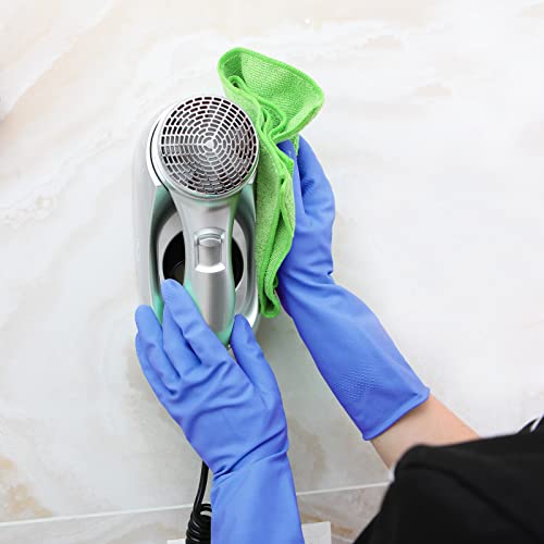Bamllum Rubber Kitchen Dishwashing Gloves - 4 Pairs Colorful Reusable Household Cleaning Gloves for Washing Dishes and Cleaning Tasks, Flexible Long-lasting and Non-Slip (Large, Blue+Pink+Yellow+Red) - size: Large