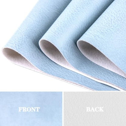 Faux Leather Sheets Fabric 16" X 54",Thick Durable Synthetic Upholstery Vinyl, Suitable for Furniture Replacement and Renovation Materials, Wallets, DIY Sewing Projects (Light Blue, 16"X54") - color: Light Blue, size: 16"X54"