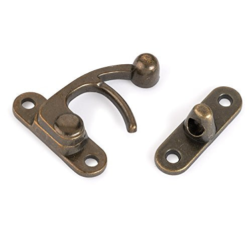 Highpoint Hook Latch Large Antique Brass 1-Piece with Screws - size: 1-7/8" tall and 1-1/2" wide Antique Brass