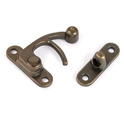 Highpoint Hook Latch Large Antique Brass 1-Piece with Screws - size: 1-7/8" tall and 1-1/2" wide Antique Brass