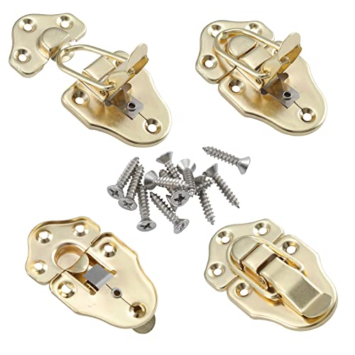 Duckbill Hasp Latches, Small Toggle Box Latches, Bright Brass, 8 Pack - color: Bright Brass, size: 8 Sell Pack