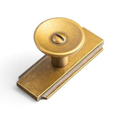 6 Pack Antique Brass Cabinet Knob with Backplate Retro Round Knob - color: Antique Brass, style: Stepped