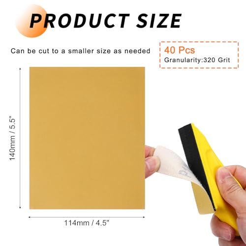 40 Pcs 320 Grit Sandpaper 4.5x5.5 Inch Sand Paper Alumina Abrasive - size: 4.5 x 5.5 Inch(320 Grit)