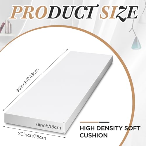 Domensi Upholstery Foam 6" Thick X 30" Width X 90" Length, White - color: White, size: 6" Thick X 30" Width X 90" Length