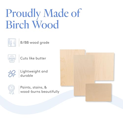 6 mm Baltic Birch Plywood 1/4 x 12 x 12 Inch, Box of 8 B/BB Grade Craft Wood, Stronger Than Basswood Sheets, for Laser, CNC Cutting and Wood Burning, by Woodpeckers