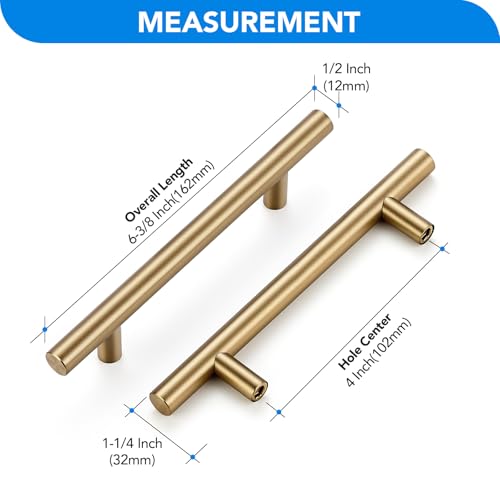 HOME EDIT Champagne Bronze Cabinet Handles, Drawer Pulls, 4 Inch, 30 Pack - color: Champagne Bronze, size: 4 Inch Hole Center