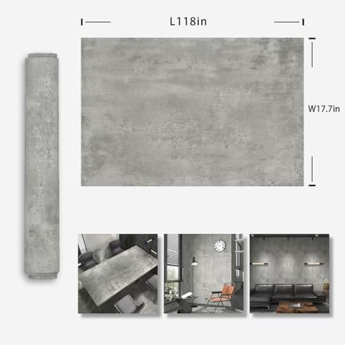 Light Grey Concrete Wallpaper, 17.7"x118" - color: Light Gray, size: 17.7" x 118"