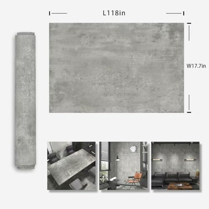 Light Grey Concrete Wallpaper, 17.7"x118" - color: Light Gray, size: 17.7" x 118"