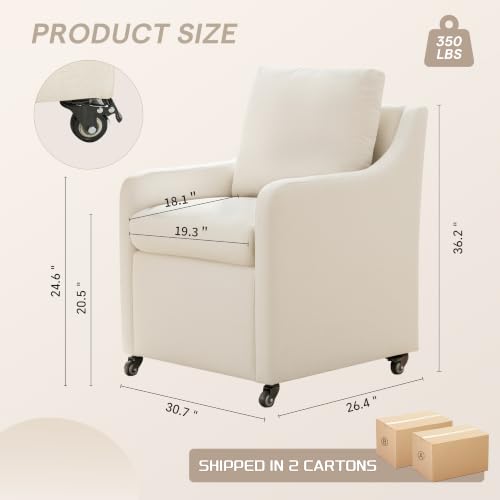 Dining Chairs with Wheels Set of 2 - color: Beige