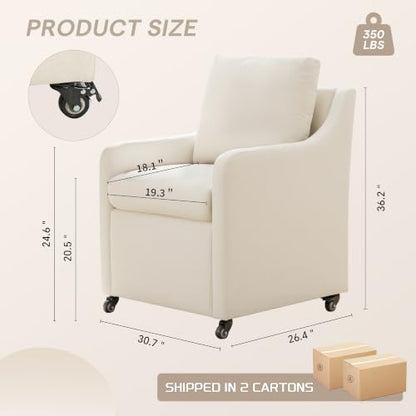 Dining Chairs with Wheels Set of 2 - color: Beige