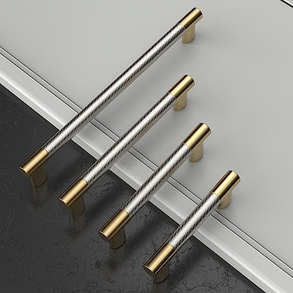 Amerdeco 10 Pack Brushed Nickel and Gold Knurled Cabinet Pulls 3" - color: Nickel Gold, size: 3" hole center