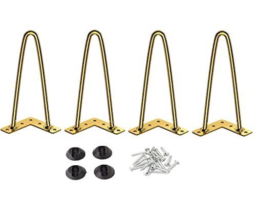 Osring 8 Inch Hairpin Legs 3/8" Dia 2 Rods, Gold Furniture Table Feet 4pcs - color: Gold, size: 8 Inch