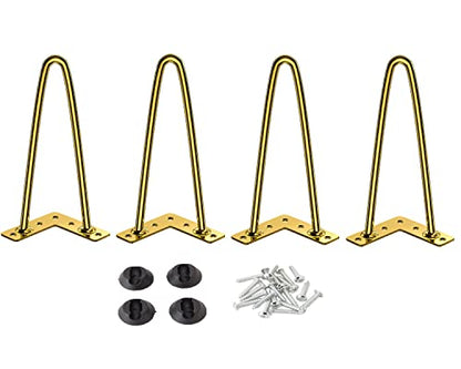 Osring 8 Inch Hairpin Legs 3/8" Dia 2 Rods, Gold Furniture Table Feet 4pcs - color: Gold, size: 8 Inch