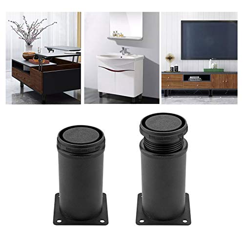 Set of 4 Adjustable Stainless Steel Furniture Legs 4 Inch Black - color: Black, size: 4 inch