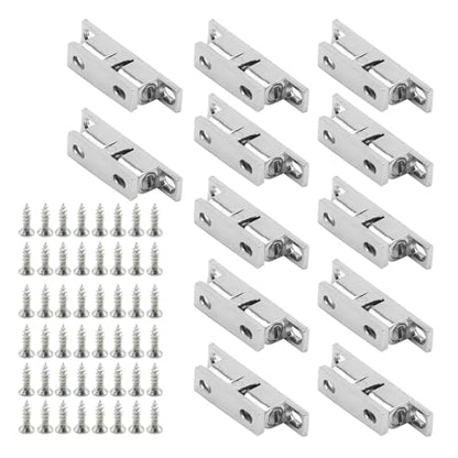 MDEOOSKY 12Pcs 2 inch 50mm Double Ball Tension Roller Catch Latch, Zinc Alloy Ball Catch Omitfu Set with Screws, Corrosion Resistance Ball Catch Tension Latches for Cabinet Wardrobes