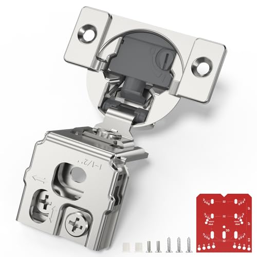 Chibery 60 Pack 1-1/2” Overlay 4D Soft Close Cabinet Hinges, Concealed Face Frame, Adjustable Closing Speed, 105° Opening Smooth Slow, Hidden Self Closing for Kitchen Corner, Cupboard (with Template) - size: 1-1/2” Overlay
