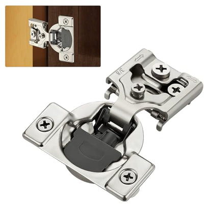 Satin Nickel Cabinet Hinges, 3/8 Inch Overlay, 2 Pack(1 Pairs) - size: 3/8 inch Overlay