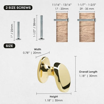 4 Pack Cabinet Knobs Polished Gold Solid Zinc Alloy Polished Brass Pulls for Dresser Drawers Shiny Gold Kitchen Cupboard Bathroom Furniture Hardware - color: 4pack - Polished Gold, size: Knob