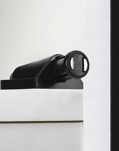QWORK Magnetic Touch Latch -20 Pack Black Push-to-Open Magnetic Catches for Home Furniture, Glass & Wardrobe Doors, Single Round Magnetic Head - 56mm Extended Length with Mounting Screws